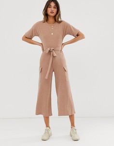 Мягкий комбинезон с карманами ASOS DESIGN-Бежевый