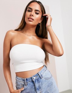 Белый кроп-топ бандо из органического хлопка ASOS LUXE