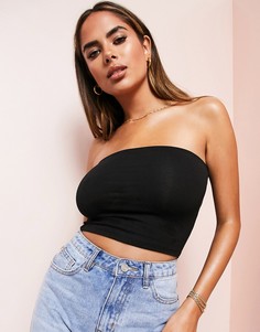 Черный кроп-топ в стиле бандо ASOS LUXE ultimate