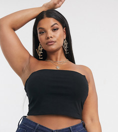 Черный кроп-топ бандо из органического хлопка ASOS DESIGN Curve