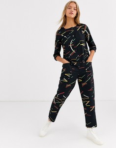 Комбинезон на пуговицах с длинными рукавами и принтом ASOS-Мульти