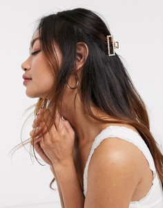 Золотистая заколка-краб для волос с искусственным жемчугом ASOS DESIGN-Золотой