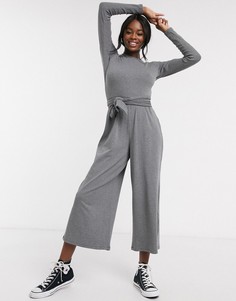 Мягкий комбинезон с поясом ASOS DESIGN-Серый