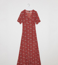 Платье макси с короткими рукавами и цветочным принтом Y.A.S Tall-Красный