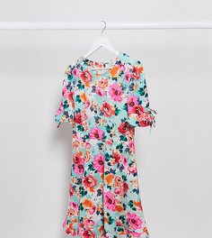 Платье мини с цветочным принтом и оборками Brave Soul Tall-Мульти