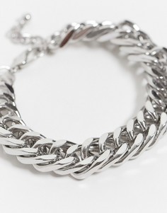 Серебристый массивный браслет-цепочка 12 мм ASOS DESIGN-Серебряный