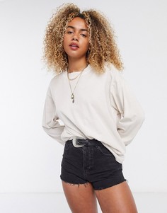 Светло-бежевый oversized-лонгслив с манжетами ASOS DESIGN