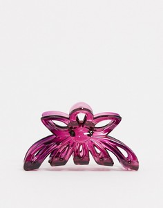 Розовая заколка-краб для волос с цветочным дизайном ASOS DESIGN-Розовый