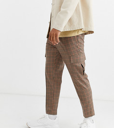 Суженные короткие коричневые брюки в клетку с карманами-карго ASOS DESIGN-Коричневый