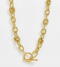 Фактурное ожерелье-цепь премиум-класса с позолотой 14 карат Reclaimed Vintage inspired с Т-образной застежкой