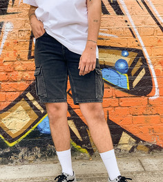 Черные джинсовые шорты карго ASOS DESIGN-Черный