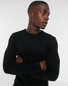 Черный трикотажный джемпер с круглым вырезом New Look