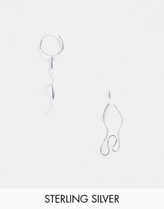 Серебряные серьги-кольца с подвесками ASOS DESIGN - 12 мм-Серебряный