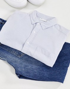 Голубая оксфордская рубашка из органического хлопка ASOS DESIGN-Синий