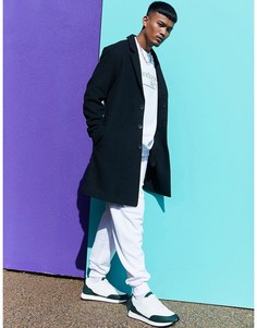 Черное пальто с добавлением шерсти без подкладки ASOS DESIGN-Черный