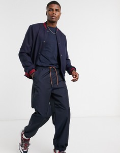 Темно-синяя университетская куртка с добавлением шерсти ASOS DESIGN-Темно-синий