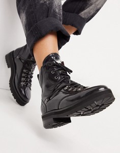 Черные кожаные походные ботинки Bronx-Черный