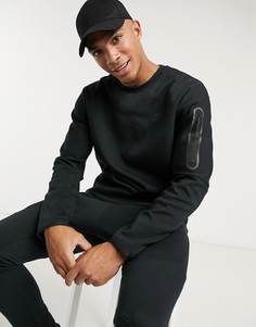Черный флисовый свитшот с круглым вырезом Nike Tech