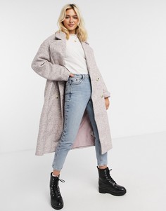 Свободное пальто лавандового цвета с узором "в елочку" ASOS DESIGN-Фиолетовый