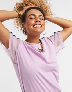 Розовая сетчатая футболка с логотипом adidas Originals-Розовый