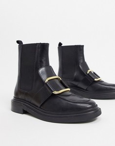 Черные ботинки из премиум-кожи ASOS DESIGN-Черный