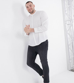Белая поплиновая рубашка с воротником на пуговице New Look Plus & Tall-Белый
