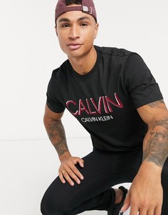 Черная футболка с крупным логотипом Calvin Klein-Черный