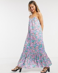 Платье-трапеция макси с цветочным принтом ASOS DESIGN-Мульти