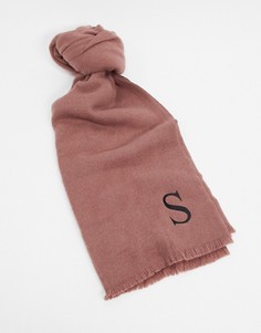 Розовый шарф с инициалом "S" ASOS DESIGN