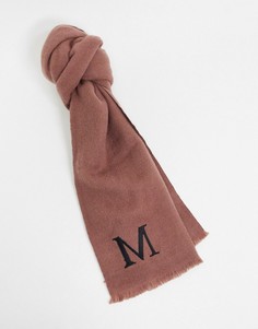 Розовый персонализированный шарф с инициалом "М" ASOS DESIGN