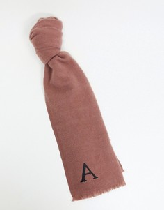 Розовый персонализированный шарф с инициалом "А" ASOS DESIGN