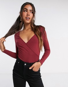 Бордовый топ с запахом ASOS DESIGN-Красный
