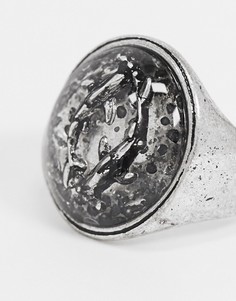 Серебристое кольцо-печатка с отделкой в виде акулы ASOS DESIGN-Серебряный