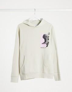 Худи светло-бежевого цвета с принтом Topman-Светло-бежевый
