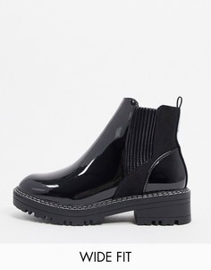 Черные лакированные ботинки челси River Island-Черный