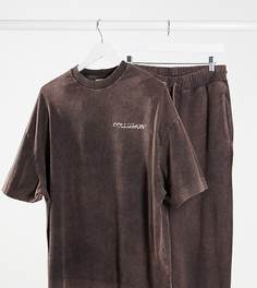 Выбеленная коричневая свободная футболка COLLUSION Unisex-Коричневый