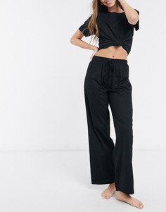 Черные брюки от пижамы прямого кроя ASOS DESIGN-Черный