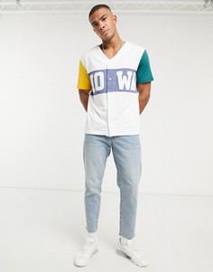 Футболка в стиле колор блок с принтом ASOS DESIGN-Белый