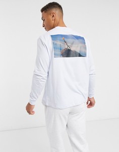Голубая свободная футболка с принтом на спине ASOS DESIGN-Синий