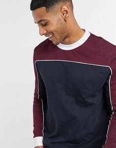 Лонгслив с контрастной кокеткой ASOS DESIGN-Темно-синий