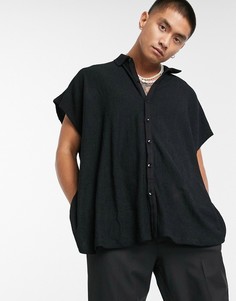 Плиссированная oversized-рубашка без рукавов ASOS DESIGN​​​​​​​-Черный