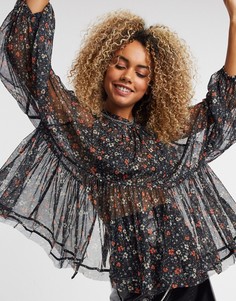 Черный топ с вырезом в форме сердца Free People
