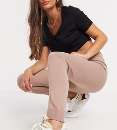 Розовато-лиловые трикотажные джоггеры в рубчик Fashionkilla Petite-Коричневый