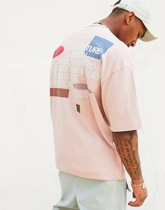 Футболка в стиле oversized с принтом на груди и на спине ASOS Dark Future-Фиолетовый