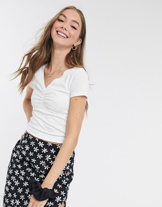 Топ с короткими рукавами Hollister-Белый