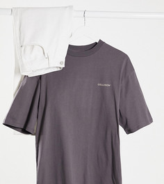 Темно-серая футболка в стиле oversized с логотипом COLLUSION Unisex-Серый