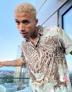 Рубашка с принтом Bershka-Зеленый