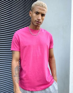 Длинная розовая футболка Bershka-Розовый