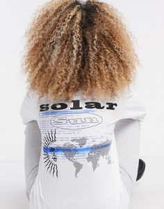 Белый лонгслив с принтом Topshop
