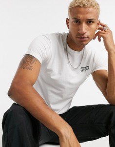 Белая обтягивающая футболка с принтом Bershka-Белый